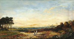 Figures On A Heath; A River Landscape by Alfred Clint
