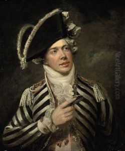 Portrait Of A Gentleman, Traditionally Identified As John Fawcett(1768-1837) As "friponi", Half-length, In A Black And White Coatand Black Hat by George Clint