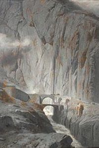 Schollenenschlucht Mit Alter Und Neuer Teufelsbrucke by Gustav Paul Closs