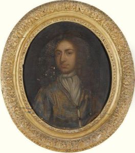 Portrait Of A Gentleman, Half Length, Wearing A Green Coat Andwhite Scarf
