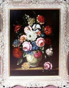 A Still-life Of Paeonie Roses And Other Flowers In A Vase by Felix Clouet