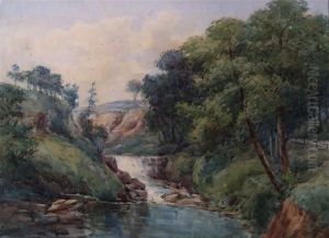 Grasmere Church And A Companion Piece Depicting A River And Wooded Landscape by Arthur Clough