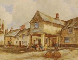 Fisherfolk Outside The Navy Inn (keigwen Arms) by Arthur Clough