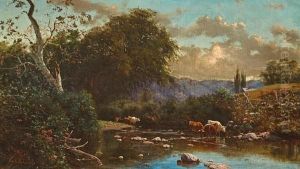 Cattle In A Stream by George Lafayette Clough