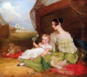 Caroline Preston With Child And Dog On Lowestoft Beach Caroline Preston With Child And Dog On Lowestoft Beach