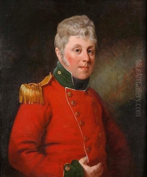 A Portrait Of An Officer In Scarlet Uniform - view 1