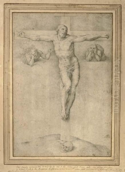 Christ On The Cross Flanked By Two Angels - view 1