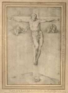 Christ On The Cross Flanked By Two Angels