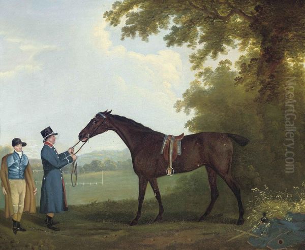 A Racehorse, Jockey And Owner In An Extensive Landscape - view 1