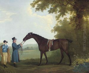 A Racehorse, Jockey And Owner In An Extensive Landscape