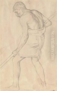 Study Of A Man Digging, For 'when Adam Delved' by William Clusmann