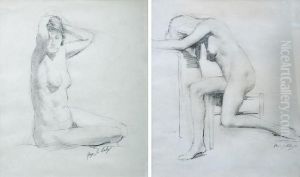 Pair Of Nude Studies by George James Coates