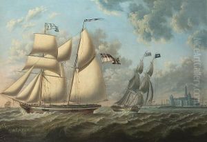 The Schooner 'guard' And The Snow 'chase' Off Elsinore Castle