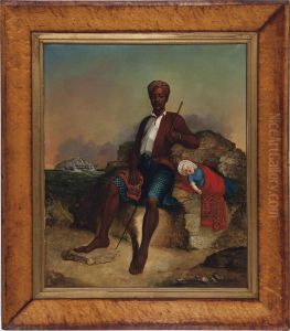 A Man And Child On Land In Front Of A Ship Wreck