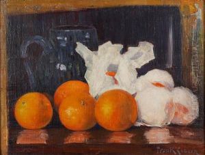 Wrapped Oranges On A Table by Frank Coburn