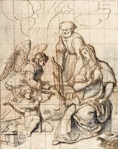 The Holy Family In The Carpenter's Shop Attended By An Angel