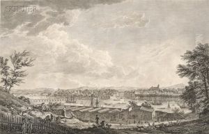Vue De La Ville Et Du Port De Bayonne by Charles-Nicolas I Cochin