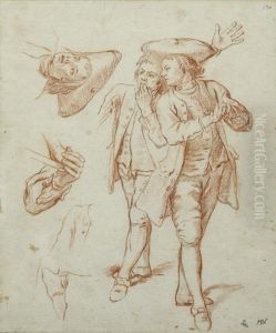 Etudes De Deux Jeunes Garcons Et Rappels D'une Tete Et De Deux Bras by Nicolas Cochin