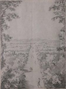 Vue D'une Allee Dans Un Parc by Nicolas Cochin