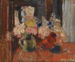 Deux Vases Sur Un Gueridon by Philibert Cockx