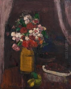 Nature Morte Avec Fleurs by Philibert Cockx