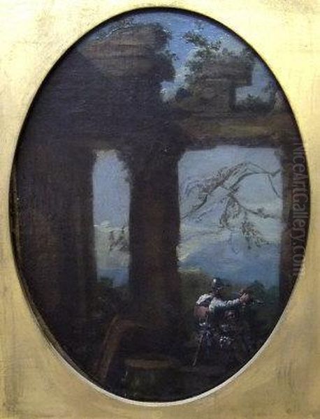 Capriccio Of Classical Ruins With Soldiers Resting Beneath - view 1