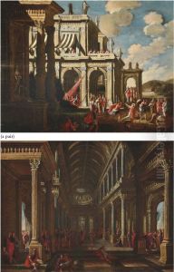 The Martyrdom Of Saint Stephen; And The Preaching Of Saint Paul At Athens by Viviano Codazzi