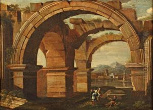 Personnages Sous Des Arches En Ruine