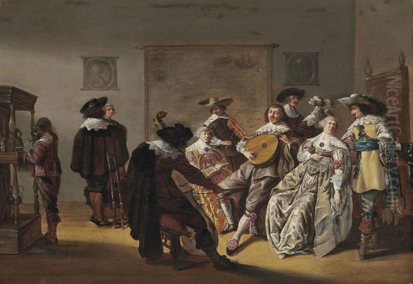 Elegant Company Making Music In An Interior - view 1