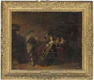 Elegant Company At A Table In An Interior