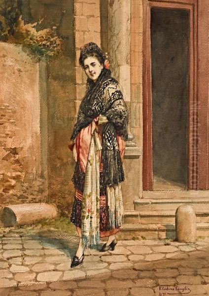 Joven Con Mantilla - view 1