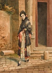 Joven Con Mantilla by Victoriano Codina Y Langlin