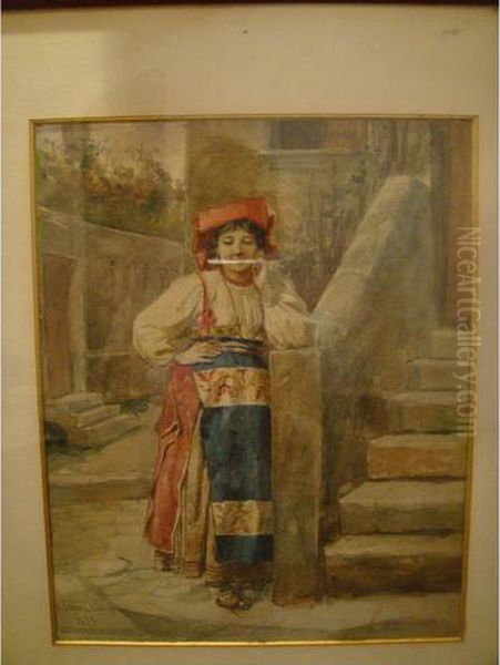 Portrait De Femme A La Coiffe Rouge Et Au Collier - view 1