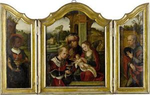 A Triptych: The Adoration Of The Magi by Pieter Coecke Van Aelst