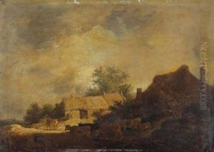 Driving Cattle Before A Country Cottage by Jan Coelenbier