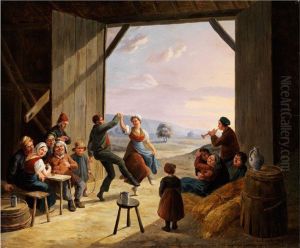 Bauerntanz Am Offenen Scheunentor by Constantin Fidele Coene