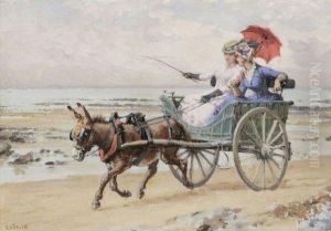 Attelage En Bord De Mer by Charles Alexandre Coessin de la Fosse