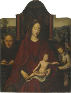 The Holy Family With An Angel, An Extensive Landscape Beyond by Marcellus Coffermans