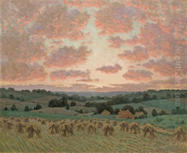Pink Sky Over The Haystacks - view 1
