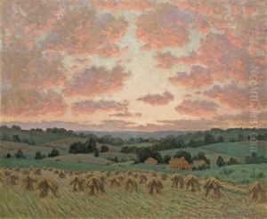 Pink Sky Over The Haystacks by William Anderson Coffin