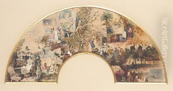 La Journee D'un Homme Du Monde (the Day Of A Gentleman-artist): Adesign For A Fan - view 1