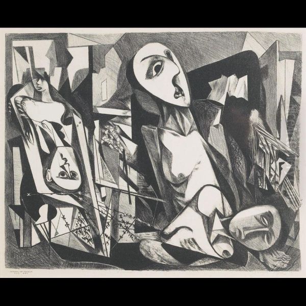 Untitled (cubist Figures In Interior) - view 1