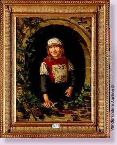 Jeune Hollandaise Dans La Fenetre Feuillagee by Felix Cogen