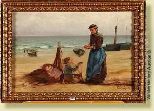 Mere Et Ses Enfants Sur La Plage
