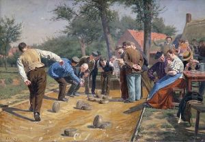 Playing Boules In A Flemish Village by Remy Cogghe