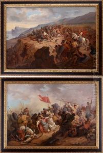 Two Battle Scenes by Leon Cogniet