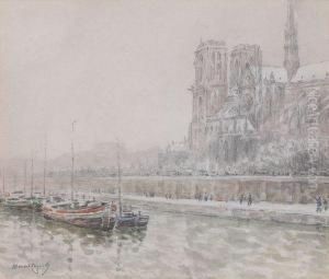 Paris, Les Quais Et Notre Dame, Effet De Neige by Marcel Cogniet