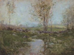 Autumn Landscape With A Stream by Lewis Cohen