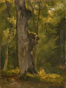 Etude De Tronc D'arbre Dans Un Sous-bois by Jules Louis Phillipe Coignet