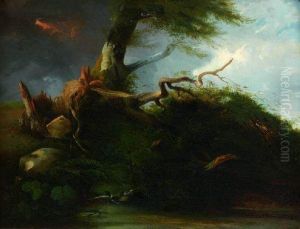 Scene D'orage Sur Un Paysage Marecageux by Jules Louis Phillipe Coignet